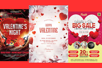 design schedule valentine day theme post email newsletter campaign banner card
