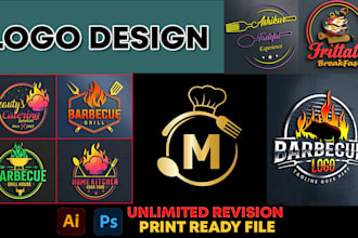 create creative restaurant, fast food, food ,bbq logo for your business