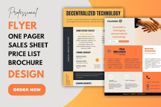 design one pager business flyer, sales flyer, sell sheet, company brochure pdf