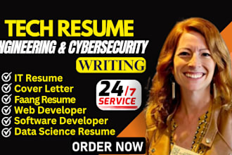 write your resume on tech, engineering, cybersecurity, IT, software and cv