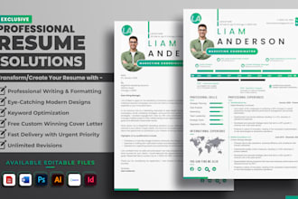 create professional CV, ats resume writing, design, with cover letter template