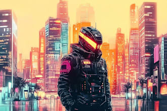 make a illustration of futuristic cyberpunk city
