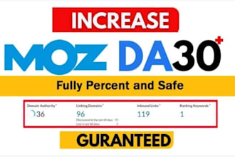 increase your website moz da 30 plus