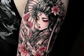 draw an oriental japanese tattoo