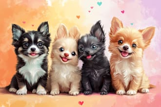 draw your dog or any pet in disney cartoon caricature and friendship portrait