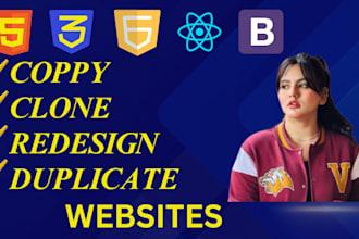 duplicate copy clone website or landing page in HTML CSS js, react