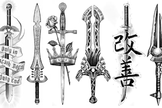create custom sword dagger knife tattoo design