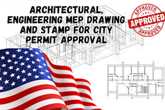 stamp, draw architectural, engineering drawing, mep for building permit approval