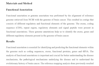 write biological review articles as per the required data