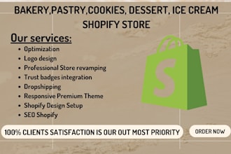 design cookies shopify store, pastry, bakery shopify store cookies website