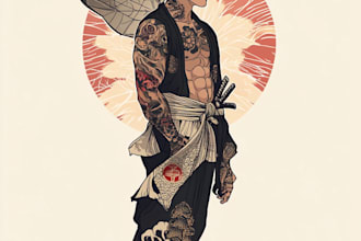 create original custom japanese tattoo design for you