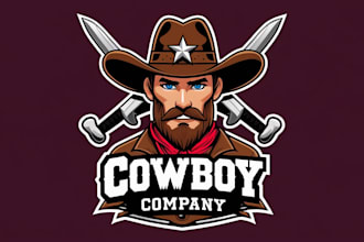 draw vintage western cowboy logo