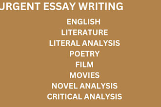 write english literature, literary analysis, poetry, movie review and play