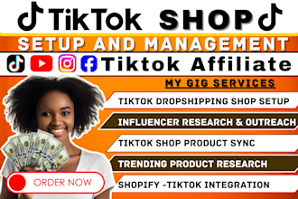 setup tik tok shop dropshipping shop influencer affiliate marketing manager