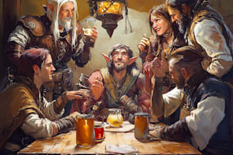make a fantasy dnd art, character art, dnd party