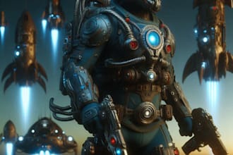sci fi, spaceship, concept and game character