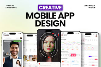 do professional mobile app UI design, figma mobile app design, app screenshots