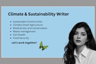write engaging content on sustainability, climate change, and green agriculture