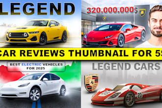 design youtube thumbnails for car reviews, auto reviews