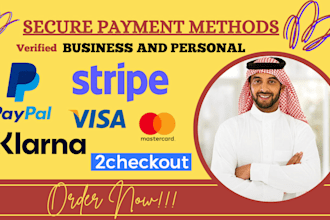 setup business account paypal stripe, payoneer, wise 2checkout and bank register
