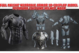 wearable knight armor 3d cosplay model pepakura costume helmet mask guns swords