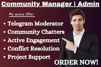 manage social media content and moderate in crypto telegram community group