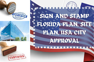 sign and stamp florida plan, site plan, USA city approval