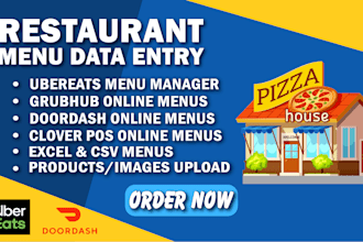 do restaurant menus data entry grubhub, uber eats, doordash, clover menu, wix