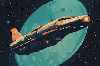 do design sci fi art and spaceship illustration design
