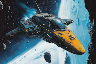 do design sci fi art and spaceship illustration design