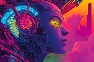 create science fiction, fantasy, cyberpunk illustration