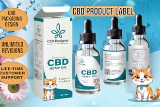 design eye catching cbd label, bottle label and packaging design with 3d mockup