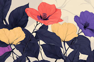 draw line art illustration botanical and flower beautifully