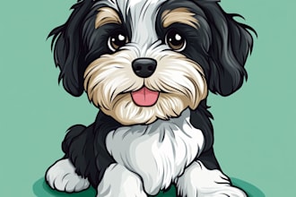 draw a cute cartoon portrait of your pet dog
