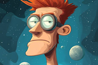 draw a cartoon futurama style portrait