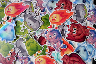 draw custom cartoon sticker designs with my art style