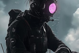 draw scifi or cyberpunk character portrait art