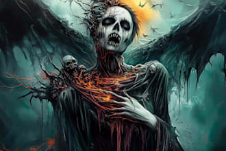 desing a fantasy horror character ar fantasy illustration