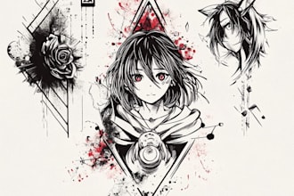 make custom tattoo anime into geometric design for you