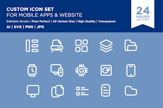 design icon pack line style for app and web
