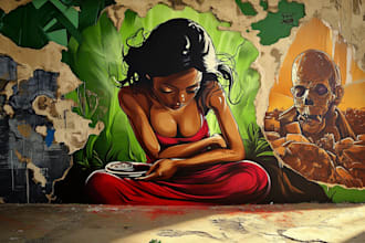 draw any graffiti mural wall art or banner