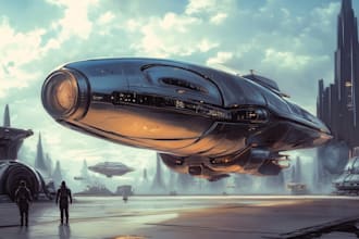 draw spaceship concept art or design a starship or scifi
