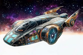 create an create an sci fi art and spaceship design