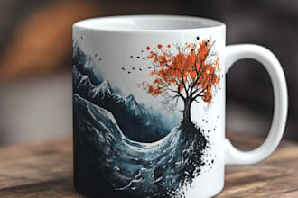 create typography coffee mug design custom typography