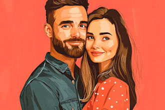 draw an amazing portrait illustration for couple, family