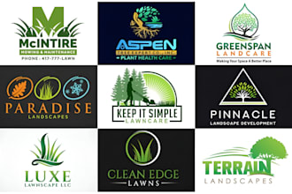 do landscape lawn care tree nature agriculture mowing logo