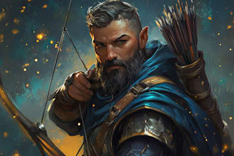 create fantasy character design and d and d, illustration