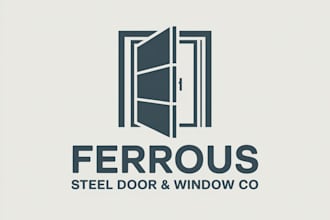 create a modern professional ferrous steel door window logo