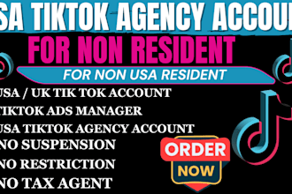 create tik tok USA agency account tiktok shop tik tok ads for non resident