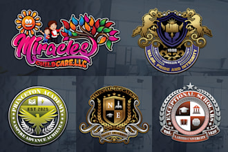 do school at university, childcare, institute, academy logo